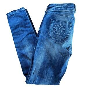 Siwy Skinny Jeans Womens 25 Blue Stretch Denim Heart Pocket USA Made